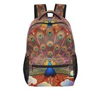 WDdZzyy Luxury Gold Foil Peacock Red Background Chinese kid boy backpack with chest strap books bag for youth