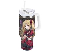 WDdZzyy Magic Anime Witch Girl Vacuum Coldee Tumbler with Straw Leak Resistant Flip Running Water Bottle Wide Mouth Mug with Handle Gifts for Women Men Him Her