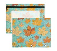 WDdZzyy Maple Leaf Green Art Painting Binder Multi-Purpose 3 Hole Pocket for A4 Paper Letter 2 Pack Students Office