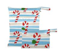 WDdZzyy Merry Christmas Red and White Candy Cane Stripes Reusable Baby Diaper Bag 2 Pack Diaper Bag Essential Items with Handles for Daycare