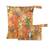WDdZzyy Mighty Manx Cats Orange Waterproof Bags for Swimsuits 2 Pack Travel Essentials for Flying with Handles for Pool