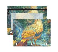 WDdZzyy Mighty Quail River Bird Binder Pencil case with Clear Window Soft Pencil case in Assorted Colors 2 PCS for Storing School Students Teacher Supplies