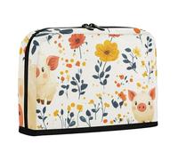 WDdZzyy Miniature Pig White Floral Flower Pencil Carrying Case Large Capacity Makeup Bag Large Desk Organizer for Preppy Kindergarten