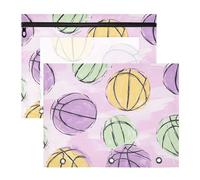 WDdZzyy Mothers's Cartoon Basketball Pastel Color Binder Sturdy Pocket Folders for A4 Paper Letter 2 Pack Teacher Home
