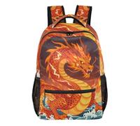 WDdZzyy Mythical Red Fire Chinese Dragon Ocean kids backpack holder with big books bag for children