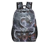 WDdZzyy Mythical Silver Chinese Dragon Lightning Gray kids school backpack with big books bag for elementary