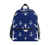WDdZzyy Navy Blue Preppy Ocean Pattern backpack kids whistle books bag with name tag for baby
