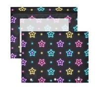 WDdZzyy Neon Colored Stars Pencil Bags Multi-Purpose 3 Hole Punch for A4 Paper Letter 2 Pack Teacher Class