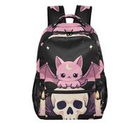 WDdZzyy Pastel Goth Cute Creepy Cat Bat kids backpack boys 16 inch with big books bag for 2nd grade school boys girls
