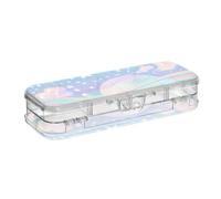 WDdZzyy Pastel Rainbow Sky Clear Pencil Plastic Box Double Layer Hard Pens Case for School with Lid