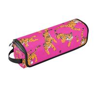 WDdZzyy Pink Cute Cartoon Tigers Hair Tool Travel Bag and Heat Resistant Mat with Zipper Large Hair Straigheners Travel Case for Flat Irons, Straighteners, Curling Irons, pink cute cartoon Tigers, 1