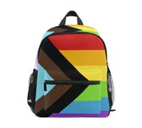 WDdZzyy Progress Pride Flag Rainbow Flag kids backpack leash bookbags with name tag for preschool bookbag
