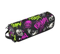 WDdZzyy Punk Peach Black Skulls Rock 2-in-1 Curling Iron Travel Case with Removable Heat Resistant Mat Waterproof Hair Tools Travel Organizer for Straigheners, Curling Iron, Hair Dryer, punk peach