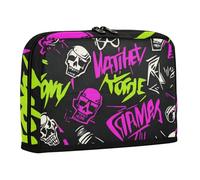 WDdZzyy Punk Peach Black Skulls Rock Pencil Case Large Capacity Pen Bags Wide Opening Stationery Storage for Teen High School