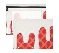 WDdZzyy Red Ice Cream Plaid Checked Binder with 3 Reinforced Grommets Plastic File Folder for 3 Rings Binder 2 Pack Students College Supplies
