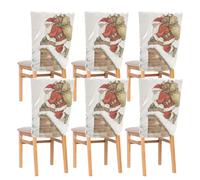WDdZzyy Santa Claus Busy Merry Christmas Dining Chair Covers for Home Decor Birthday Seat Cover for Classroom Chair Set of 6 Washable Covers With Bottom Straps