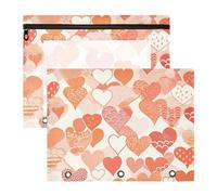 WDdZzyy Scallop Simple Line Art Heart Valentine Cartoon Binder Pencil Pouches with Smooth Zippers 3 Rings Pocket for 3 Rings Binder 2 Pack Students Storing School Students Teacher Supplies