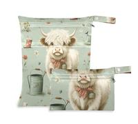 WDdZzyy Scotland Cow Fresh Spring Zippered Bags for Baby 2 Pack Travel Essentials for Flying with Handles for Beach