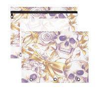WDdZzyy Skull Peach Gold Halloween Binder Sturdy 3 Hole Punch for A4 Paper Letter 2 Pack Students Classroom Supplies