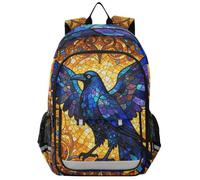 WDdZzyy sport backpack for kids 8-12：casual books bag for child in assorted colors Stained Glass Crow Gothic Gold