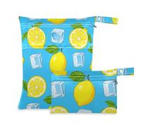 WDdZzyy Summer Lemon Ice Block Waterproof Wet Bag Baby 2 Pack Travel Essentials for Babies with Handles for Baby Diapers