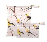 WDdZzyy Sweet American Goldfinch Bird Blush Waterproof Bags for Wet 2 Pack Travel Essentials for Baby with Handles for Yoga
