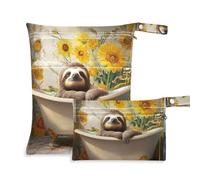 WDdZzyy Sweet Sloth Retro Bathtub Washable Bag for Cloth 2 Pack Diaper Bag Essential Items with Handles for Scenario