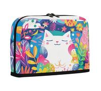 WDdZzyy The White Cat in The Garden Pencil Carrying Case Large Capacity Pen Bags Storage Organizer for Preppy School Must Haves