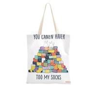 WDdZzyy Too Many Socks Canvas Tote Bags For Women for Women With Pockets With Handles Reusable Canvas Tote Bags Bulk Christmas Presents
