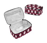 WDdZzyy Tradiction Dark Red Checkered Rhombus Plaid diamonding Lunchbox for Boys Cooler Box Large Capacity Bolsa de almuerzo para ninas