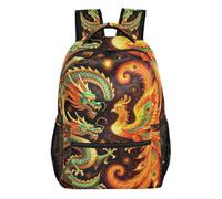 WDdZzyy Traditional Chinese Dragon Phoenix kids backpack 16 with chest clip bookbag for elementary