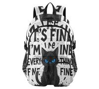 WDdZzyy Travel Backpacks It′s Fine Im Fine Everything Is Cat School Bookbag for Teen Boys 17 5"