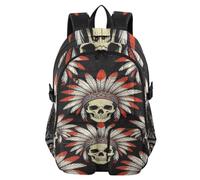 WDdZzyy Travel Laptop Backpack Native Skull Tribal Feather Boho College Work Bag 17.5 inch