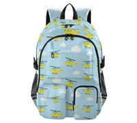 WDdZzyy Traveling Backpack Yellow Helicopters Airplane in The Sky College School Bookbag 17.5"
