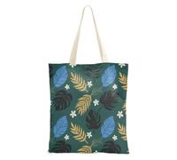 WDdZzyy Tropical Leaf Flower Olive Blue Canvas Tote Bags Friend Birthday Gifts Tote Bags Bulk