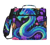 WDdZzyy Watercolor Dragon Flowers 3 Ringing Binder Organizer with Shoulder Strap Multi-Pocket Portable Home Travel Storage Bag for School/Office