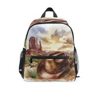 WDdZzyy Western Cowboy Hat Vast Wilderness mini backpack for kids whistle bookbag with name tag for toddler