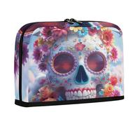 WDdZzyy White Cartoon of The Dead Flower Skull Pencil Holder Large Capacity Makeup Soft Stationery Storage for Teens School Supplies