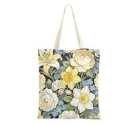 WDdZzyy William Morris White Lily Peony Canvas Bags for Women With Pockets With Handles Reusable Canvas Tote Bag Bulk Friend Birthday Gifts