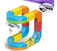 Wdebay KlickRail Electric Train Set Flexible Race Track for Kids 4-8, 32 Pcs Car Track for Toddlers 3-5,6-7, Building Toy Train Track Gravity-Defying 3D Embedded Layouts & Motorized Car Gift