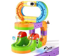 Wdebay KlickRail Electric Train Set Flexible Race Track for Kids 4-8, 48 Pcs Car Track for Toddlers 3-5,6-7, Building Toy Train Track Gravity-Defying 3D Embedded Layouts & Motorized Car Gift