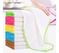 WDEC 10Pcs Bamboo Dish Cloths Towels Kitchen Cloths for Furniture Dining Room Table Cleaning Absorbent Machine Washable, Eco Cloth Fiber Reusable Soft Eco-friendly 30x30cm