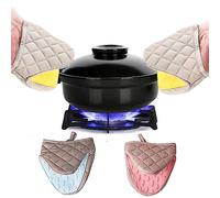 WDEC 2 Pack Mini Oven Mitts Heat Resistant Non-Slip Neoprene Silicone Cotton Gloves with Hanging Loop for Microwave and Oven, Surfaces Non-Slip Short Kitchen Hot Pot Oven Gloves to Protect Fingers