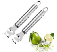 WDEC 2PCS Citrus Lemon Zester Peeler Grater Stainless Steel, for Gin Cocktails Lime Oranges, Ergonomic Kitchen Professional Peeling Tool, Profile Line Lemon Zester, Lemon Peeler and Peeling Orange