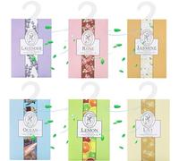 WDEC 6pcs Sachets With Hanging Sachets Wardrobe Closet Room Wardrobe Fresheners Bathroom Cart, Aromatherapy Bag, Natural Mothproof Agent, Lasting Fragrance(Jasmine, Rose, Lavender, Lily, Ocean, Lemon)