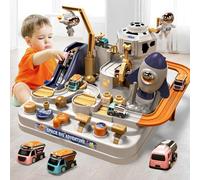 WDEC Car Adventure Track - Space Car Rescue Race with 3 Vehicles, Boys Toys Age 3-5