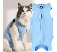 WDEC Cat Professional Recovery Suit for Abdominal Wounds or Skin Diseases, E-Collar Alternative for Cats and Dogs, After Surgery Wear, Prevent Shedding, Pajama Suit