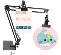 WDEC Embroidery Table Stand Kit, Instruction Manual Clip, Hand Embroidery Stand Lap Folding Cross, Adjustable Metal Embroidery Hoop Stand, 360 Rotated Embroider Holder Stands for Embroidery Hoops