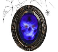 WDEC Halloween Mirror Activated Haunted Mirror Black and Gold Oval Haunted Speaking with Creepy Sound with Spooky Picture Double Sensor Motion Haunted House Props Decoration