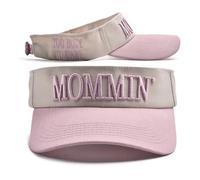 wdehow Womens Sun Visor Hat Mommin Embroidery Sport Adjustable Cap Two Tone Retro Empty Top Outdoor Golf Tennis Beach Athletic Baseball Hat (Pink, ONE Size)